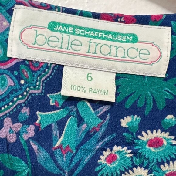 VTG 80s Jane Schaffhausen Belle France Wrap Dress Womens 6 Cottagecore - Picture 9 of 10